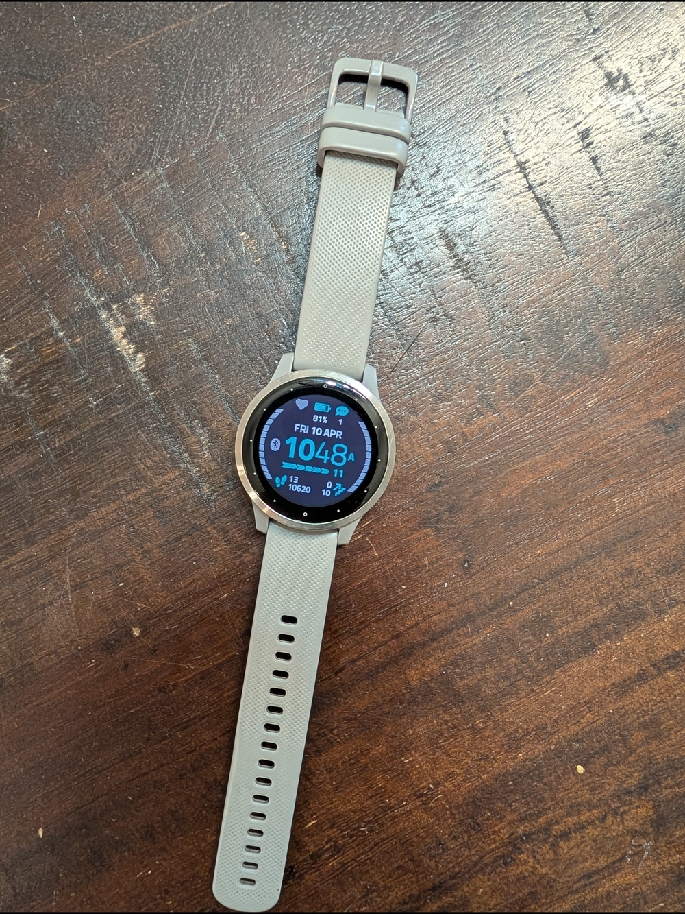 garmin Light Gray Silicone-Band Smartwatch with Round Display